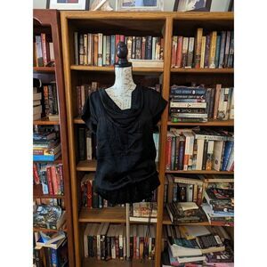 bcbgmaxazria black silk cowl neck blouse sz m euc